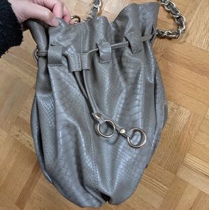 Large bucket bag with gold chain strap
